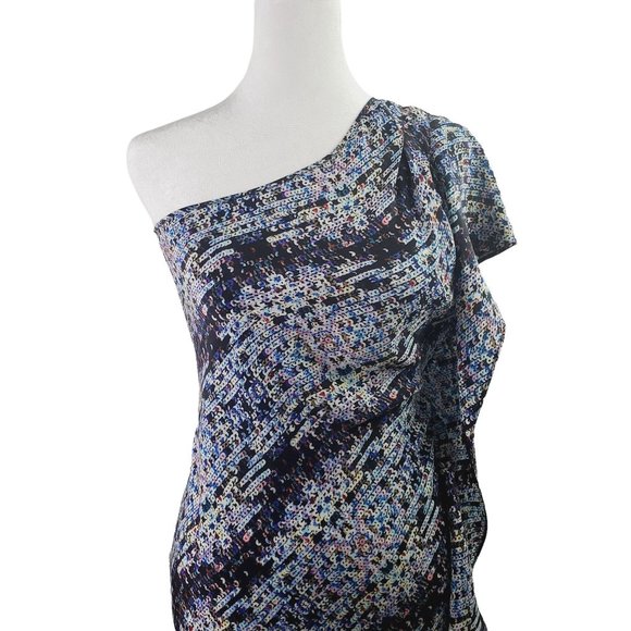 Gemma One Shoulder Sequin Print 100% Silk Slip Dress, Sz XS - Picture 3 of 9